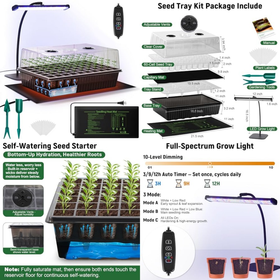 60-Cell Self-Watering Seed Sta - Humidity Dome Kit avaliação e preço