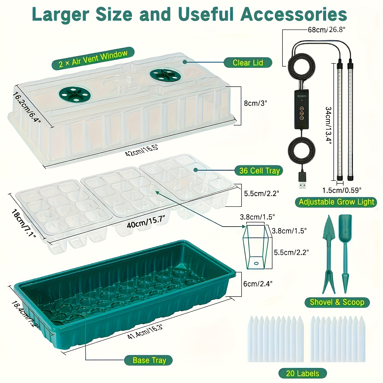 36-Cell Seed Starter Tray w/ G - Humidity Dome Kit avaliação e preço