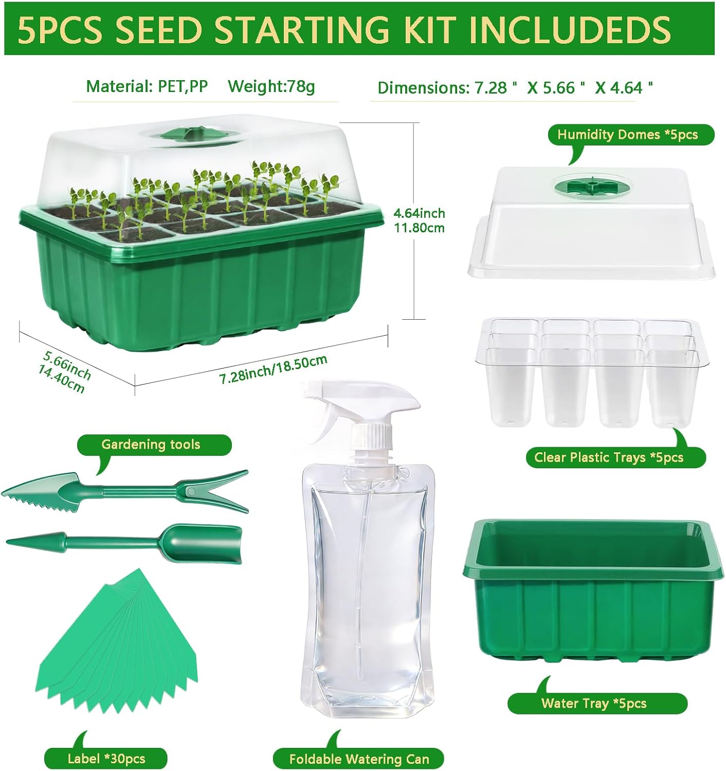 5-Pack Seed Starter Tray Kit w - Humidity Dome Kit avaliação e preço