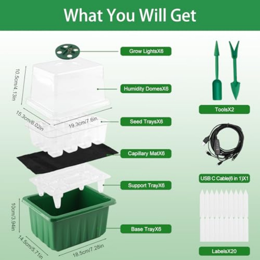 Seed Starter Tray with Light,  - Humidity Dome Kit avaliação e preço