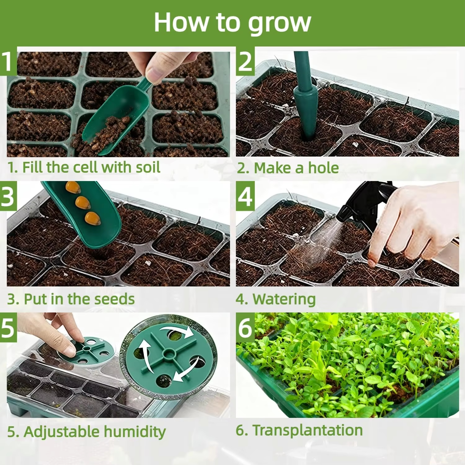 3Pcs Seed Starter Tray Mini Gr - Humidity Dome Kit avaliação e preço