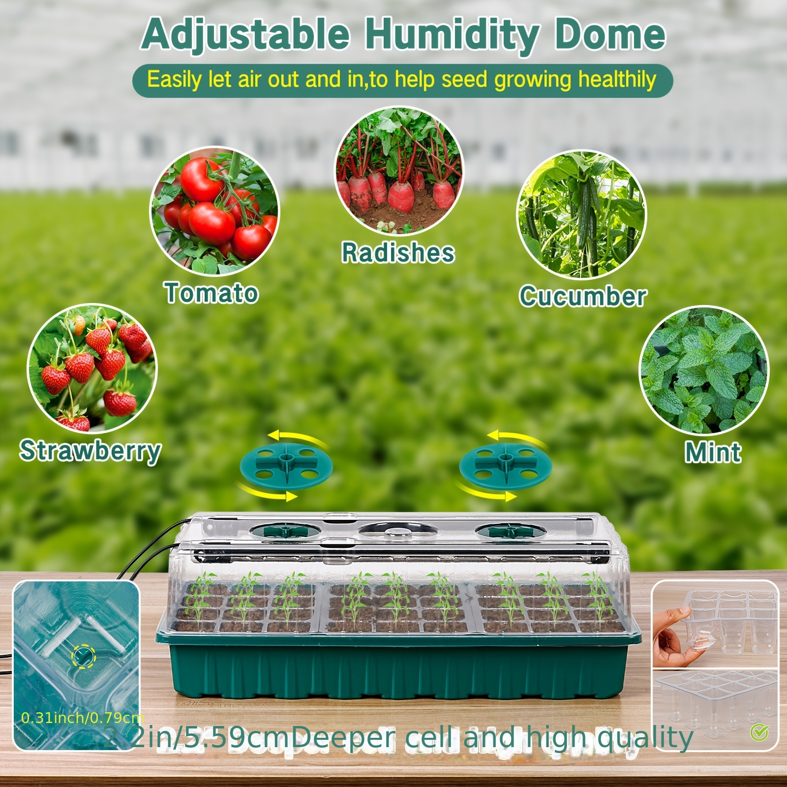 2PCS 72-Cell Seed Growing Kit  - Humidity Dome Kit avaliação e preço