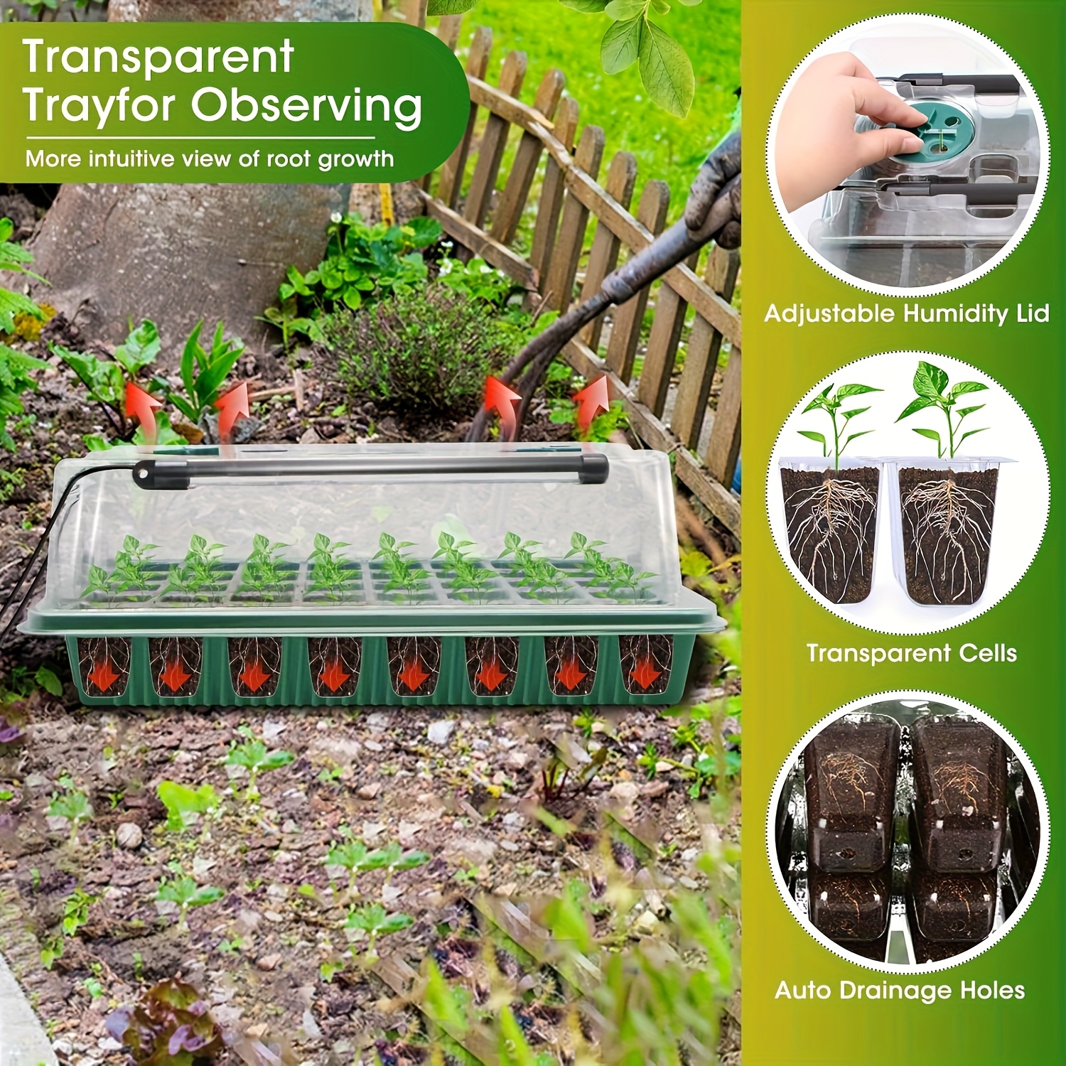 2PCS 72-Cell Seed Growing Kit  - Humidity Dome Kit avaliação e preço