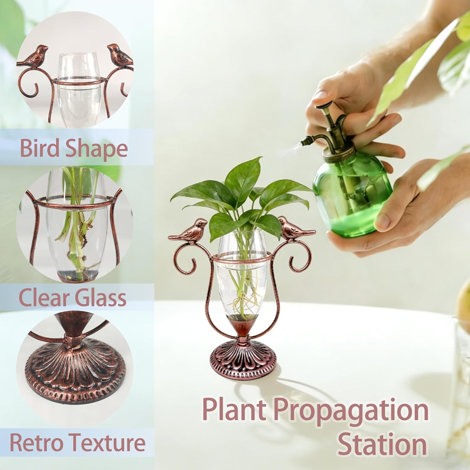 2 Vintage Copper Bird Plant Pr - Propagation Station Vase avaliação e preço
